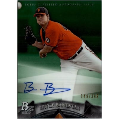 2014 Bowman Platinum Prospect Autographs Green Refractors #APBB Bryce Bandilla