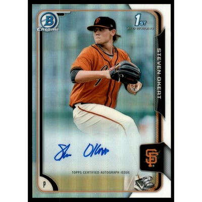 2015 Bowman Chrome Prospect Autographs Refractors #BCAPSO Steven Okert