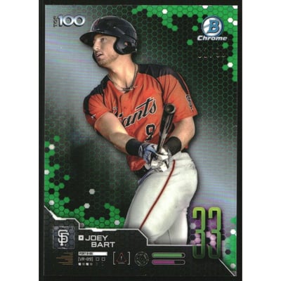 2019 Bowman Chrome Scouts Top 100 Green Refractors #BTP33 Joey Bart