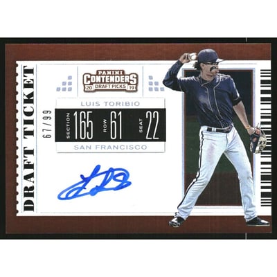 2019 Panini Contenders Draft Picks Prospect Ticket Autographs Prospect #25 Luis Toribio