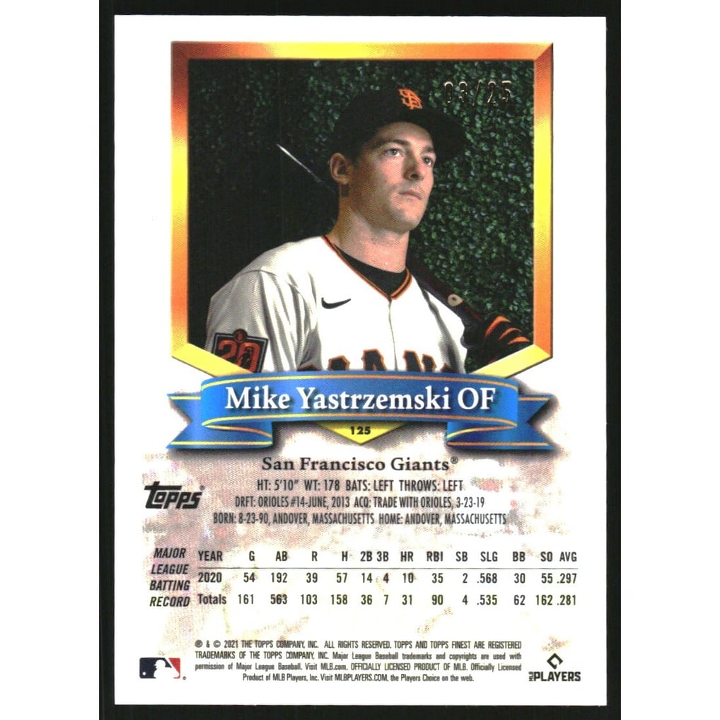 2021 Finest Flashbacks Black Refractors #125 Mike Yastrzemski