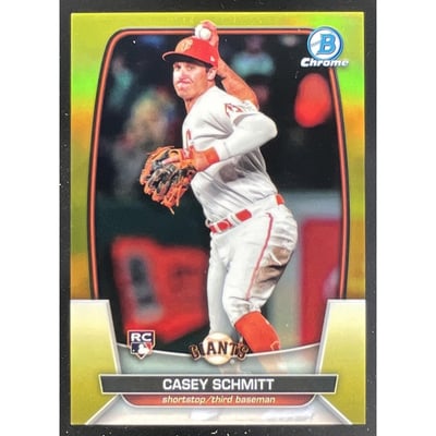 2023 Bowman Chrome Yellow Refractor #38 Casey Schmitt RC /75
