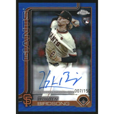 2025 Topps Chrome Rookie Autographs Blue Refractors #RAHB Hayden Birdsong