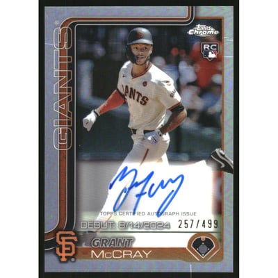 2025 Topps Chrome Update Rookie Debut Autographs Refractors #CRDAGM Grant McCray