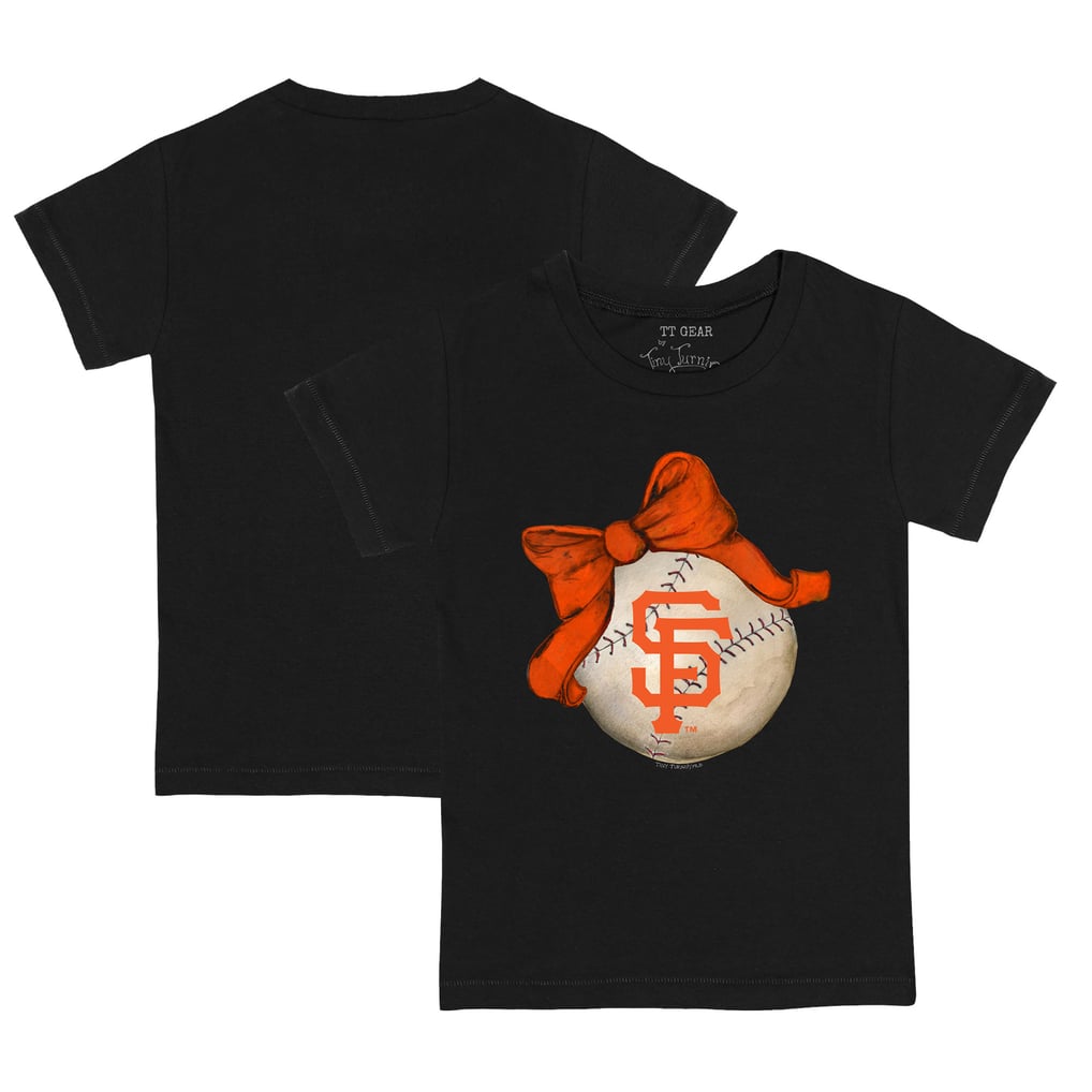 San Francisco Giants Tiny Turnip Infant Baseball Bow T-Shirt - Black