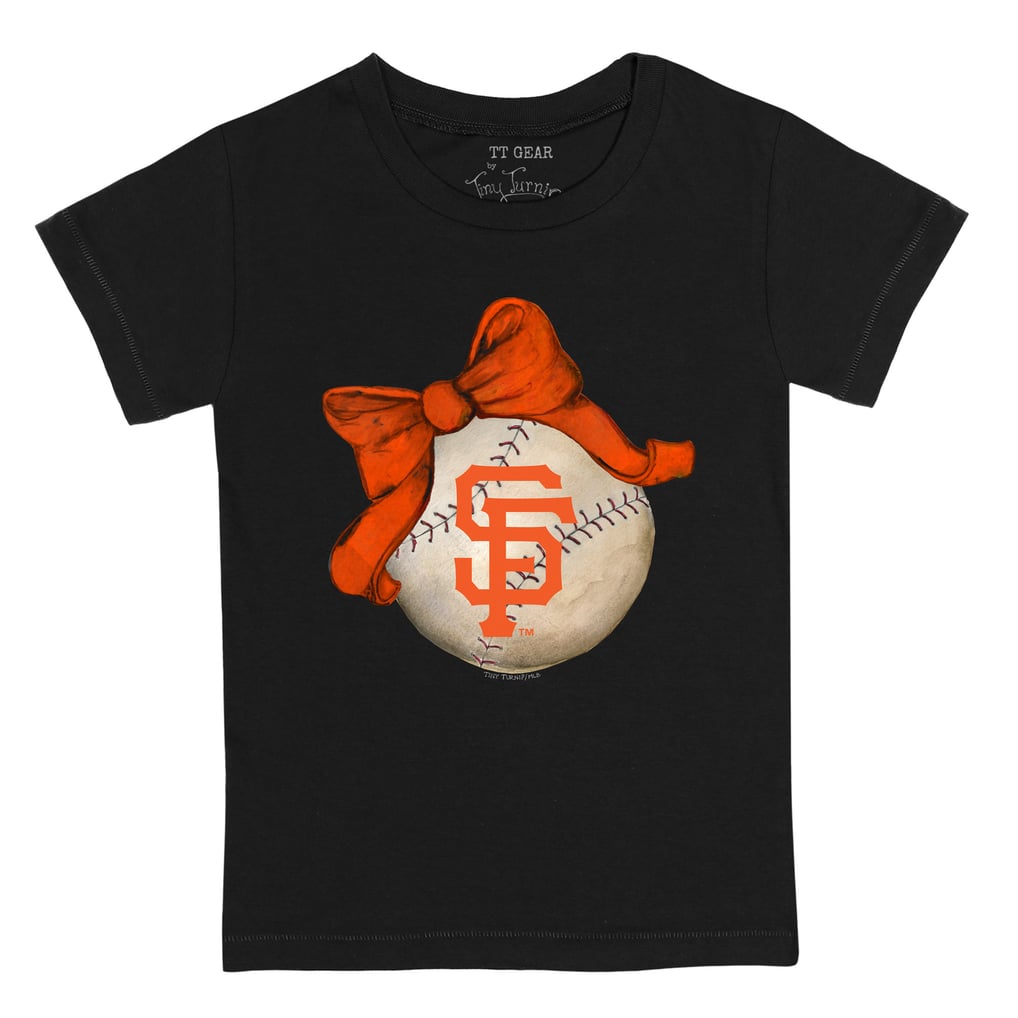 San Francisco Giants Tiny Turnip Infant Baseball Bow T-Shirt - Black