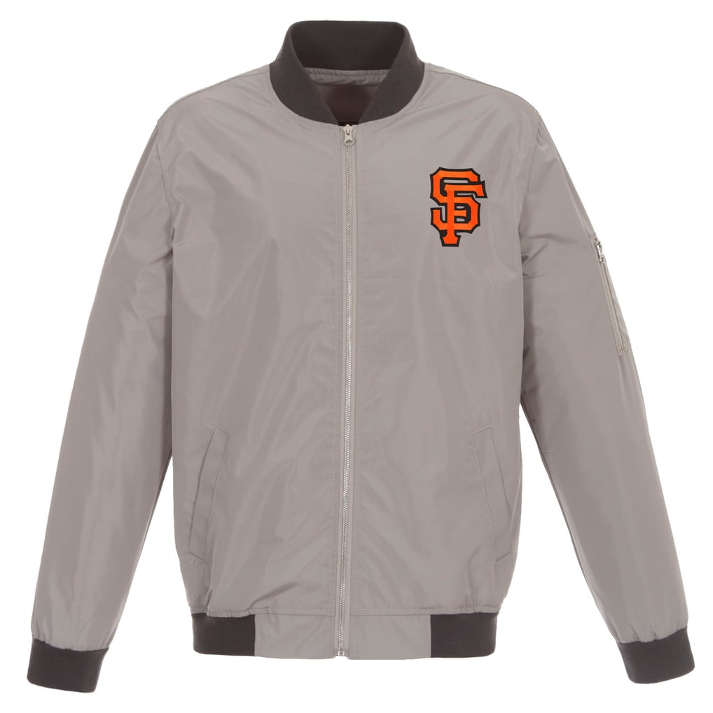 San Francisco Giants JH Design Lightweight Nylon Bomber Jacket - Gray