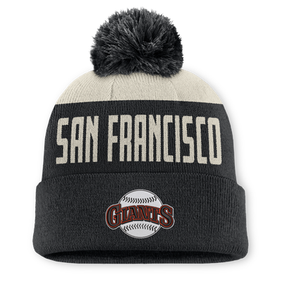  San Francisco Giants Nike Cooperstown Collection Peak Standard Cuffed Knit Hat with Pom - Natural/Black