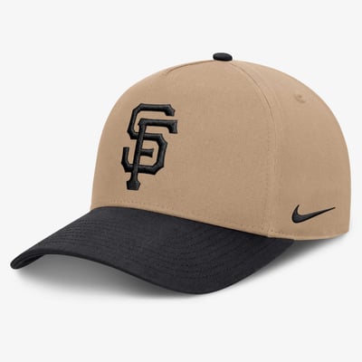 San Francisco Giants Nike Primetime Dri-FIT Pinched Crown Adjustable Hat - Natural/Black