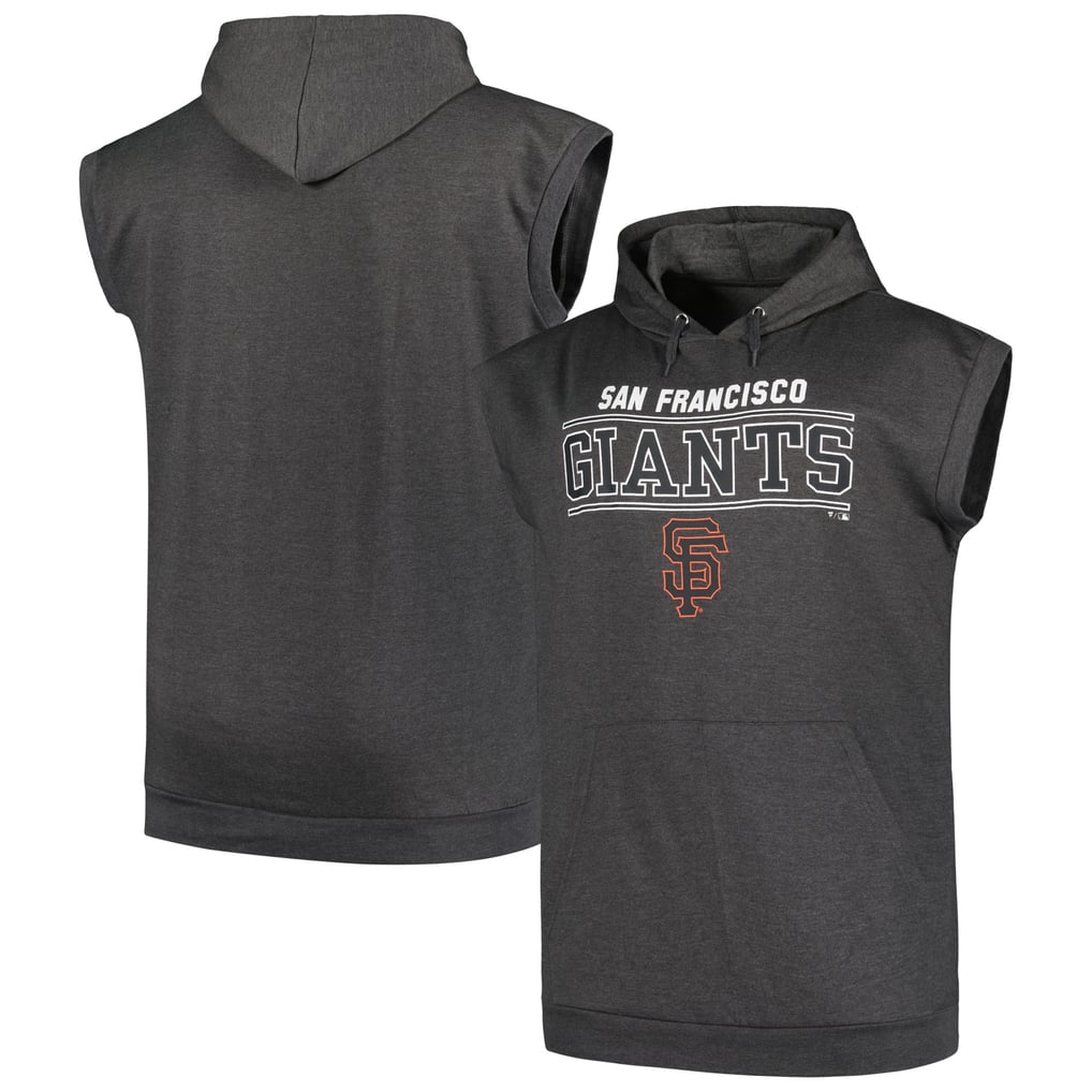 San Francisco Giants Profile Big & Tall Muscle Sleeveless Pullover Hoodie - Heather Charcoal