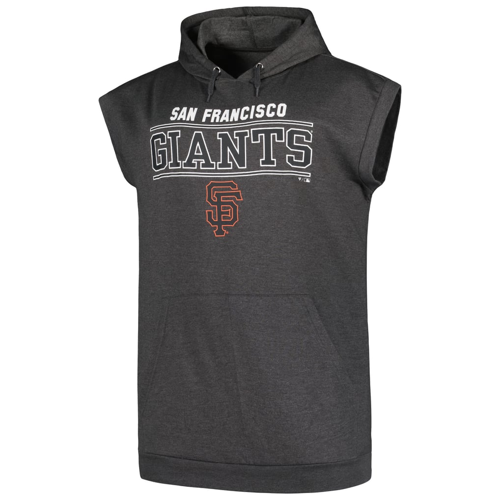 San Francisco Giants Profile Big & Tall Muscle Sleeveless Pullover Hoodie - Heather Charcoal