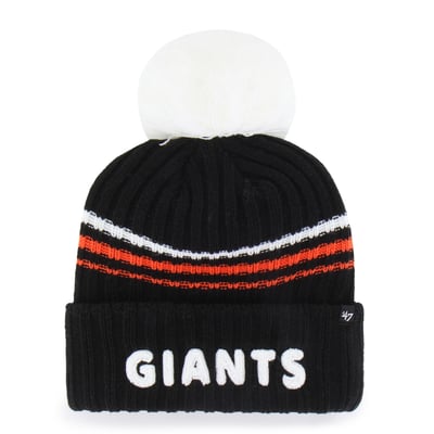 San Francisco Giants '47 Women's Fuzzy Script Cuffed Knit Hat with Pom - Black
