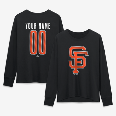 San Francisco Giants Women's Forged Mascot Personalized Name & Number Long Sleeve T-Shirt - Black