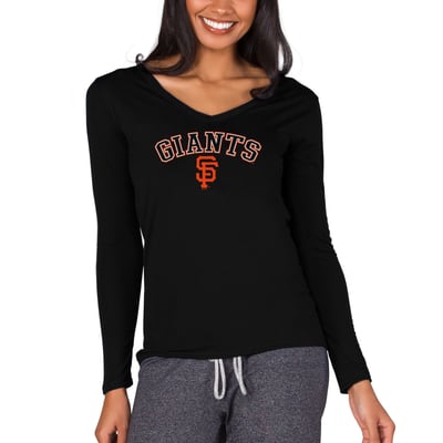San Francisco Giants Concepts Sport Women's Marathon Knit Long Sleeve V-Neck T-Shirt - Black