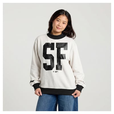 San Francisco Giants Fanatics Women's City Abbreviation Funnel Neck Fleece Sweatshirt - Cream
