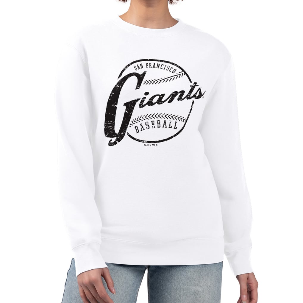 San Francisco Giants G-III 4Her by Carl Banks Women's Distressed Baseball Team Fleece Pullover Sweatshirt - White