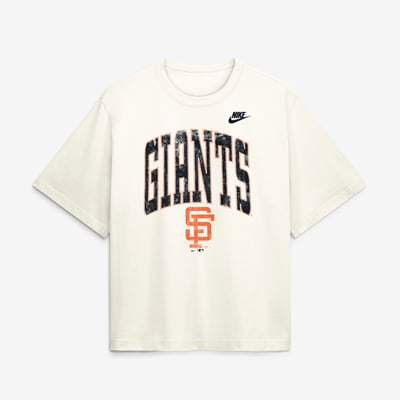  San Francisco Giants Nike Women's Arched Distressed Boxy T-Shirt - Cream