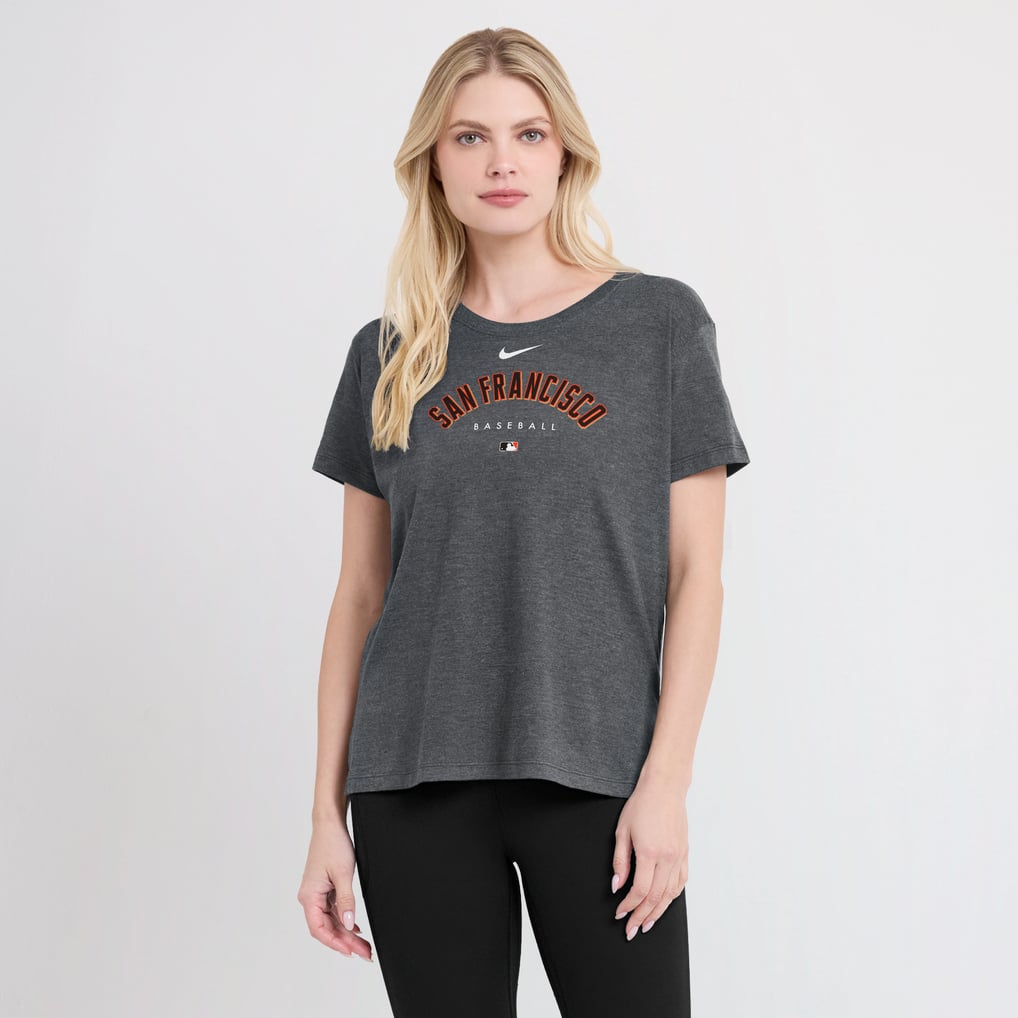 San Francisco Giants Nike Women's Authentic Collection Early Work Tri-Blend T-Shirt - Heather Charcoal