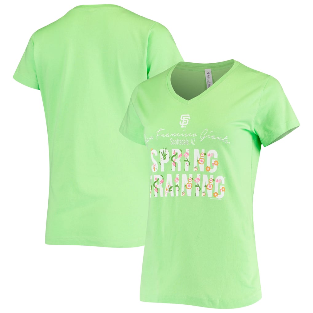 San Francisco Giants Soft as a Grape Women's Script Floral V-Neck T-Shirt - Green