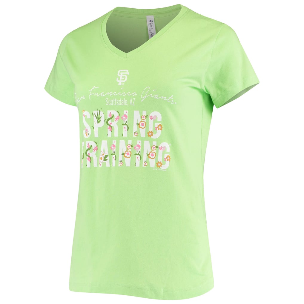 San Francisco Giants Soft as a Grape Women's Script Floral V-Neck T-Shirt - Green