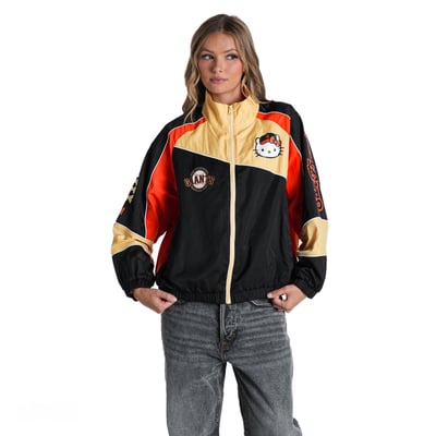 San Francisco Giants The Wild Collective Women's Hello Kitty Colorblock Full-Zip Track Jacket - Black/Orange