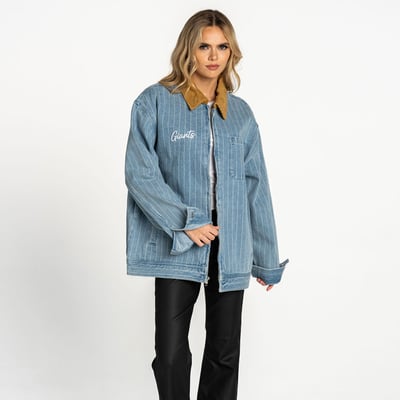  San Francisco Giants The Wild Collective Women's Full-Zip Pinstripe Jacket - Denim
