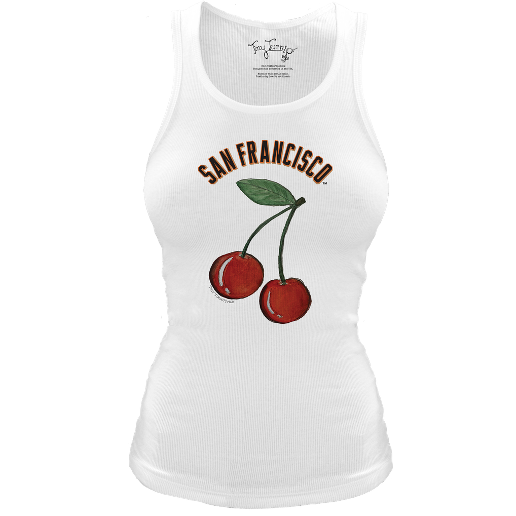 San Francisco Giants Tiny Turnip Women's Fitted Cherries Tri-Blend Tank Top - White