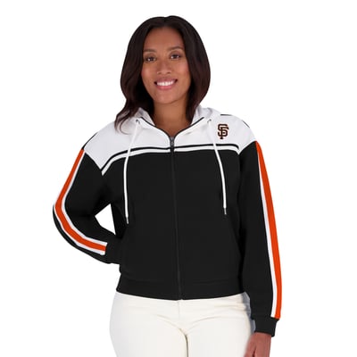 San Francisco Giants WEAR by Erin Andrews Women's Color Blocked Full-Zip Hoodie - Black/White