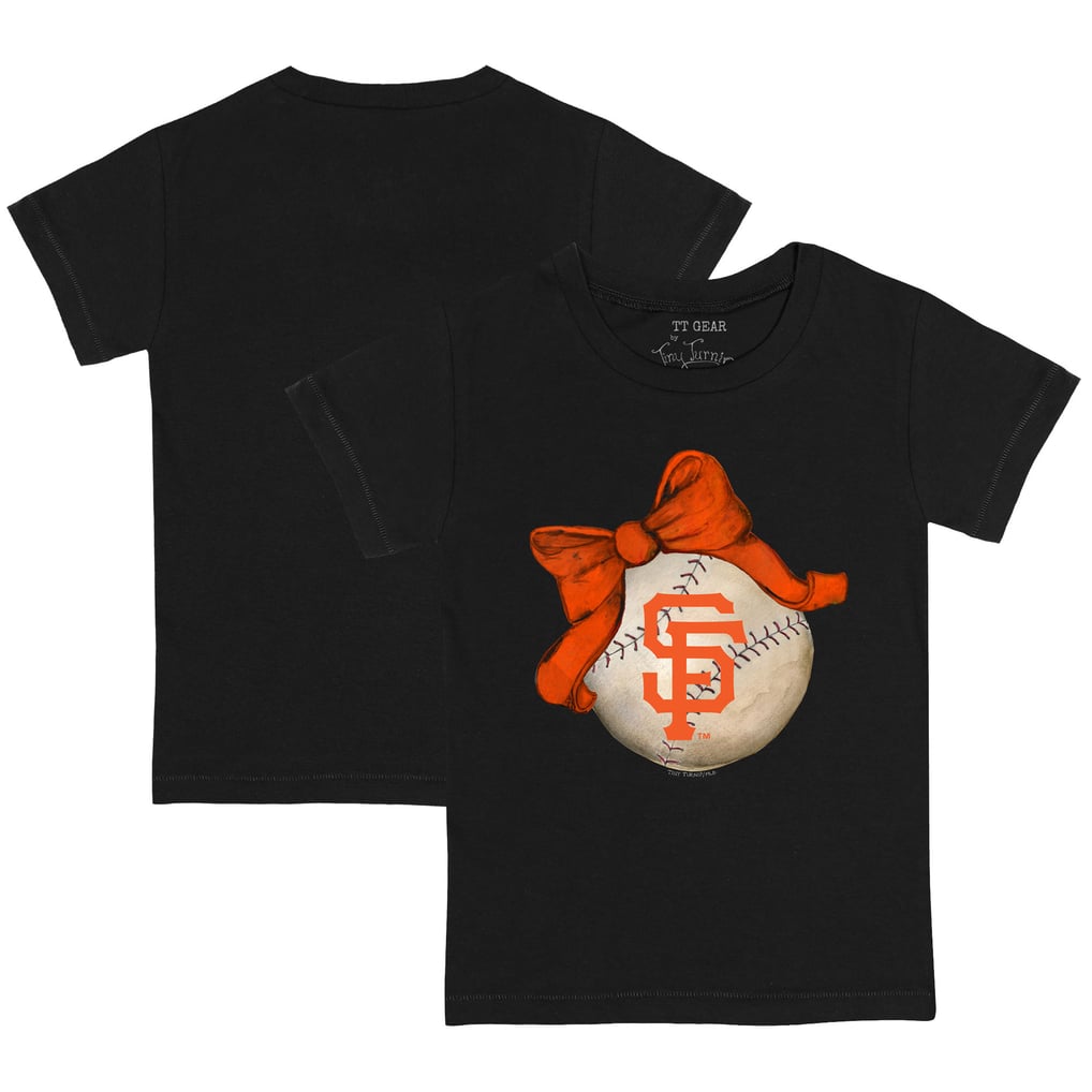 San Francisco Giants Tiny Turnip Youth Baseball Bow T-Shirt - Black
