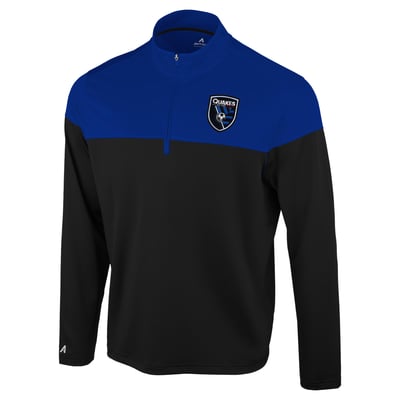 San Jose Earthquakes Antigua Hinder Quarter-Zip Pullover - Black/Blue