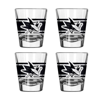 San Jose Sharks Logo Brands Four-Piece Stripe Shot Glass Set