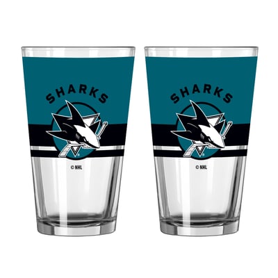 San Jose Sharks Logo Brands Two-Piece 16oz. Horizon Pint Glass Set