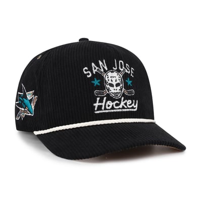 San Jose Sharks '47 Hockey Mask Corduroy Rope Hitch Adjustable Hat - Black