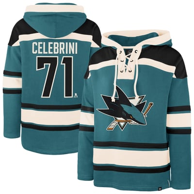Macklin Celebrini San Jose Sharks '47 Player Name & Number Lacer Hoodie - Teal