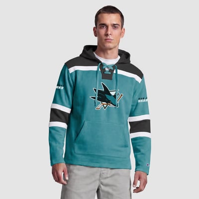  San Jose Sharks Champion Lacer Fleece Hockey Hoodie - Teal