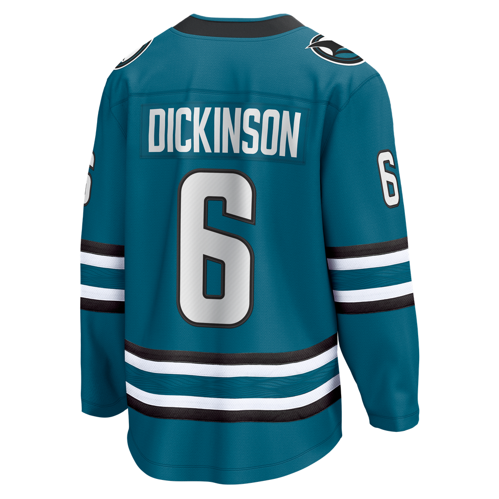 Men's San Jose Sharks Sam Dickinson Fanatics Teal Home Breakaway Jersey