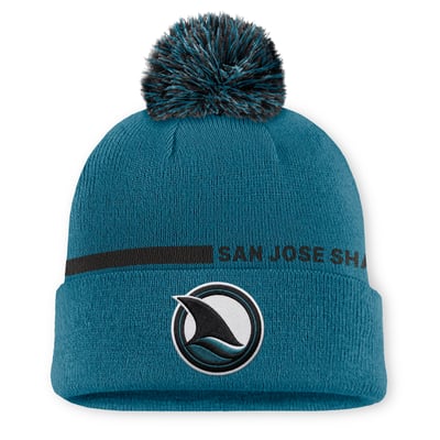 San Jose Sharks Fanatics Authentic Pro Alternate Cuffed Knit Hat with Pom - Teal
