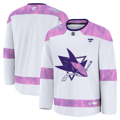  San Jose Sharks Fanatics Hockey Fights Cancer Practice Jersey - White
