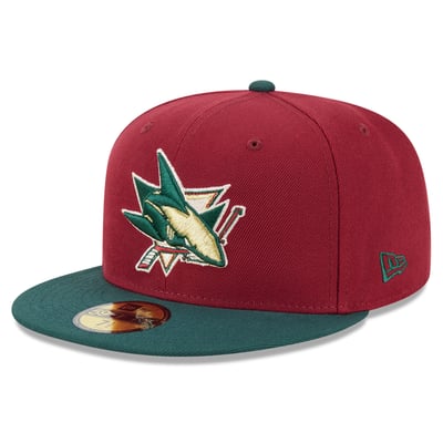 San Jose Sharks New Era Evergreen 59FIFTY Fitted Hat - Crimson/Dark Green