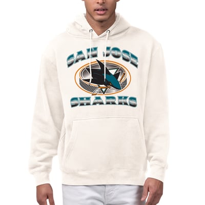  San Jose Sharks Starter Face Off Fleece Hoodie - Cream