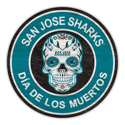 San Jose Sharks 12" Sugar Skull Circle Sign