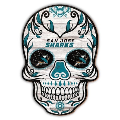 San Jose Sharks 12'' Sugar Skull Sign