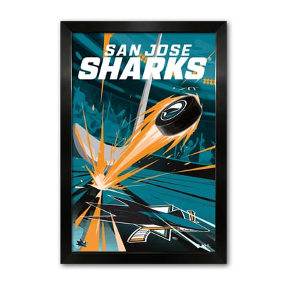 San Jose Sharks 27" x 39" Framed Hockey Puck Blast Art Print