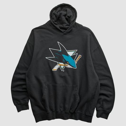 San Jose Sharks Dodger 2010s Hooded Pullover Sweatshirt - Black - L by Fanatics Real Vintage