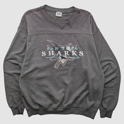 San Jose Sharks Lee Apparel 90s Pullover Sweatshirt - Dark Heather Gray - L by Fanatics Real Vintage