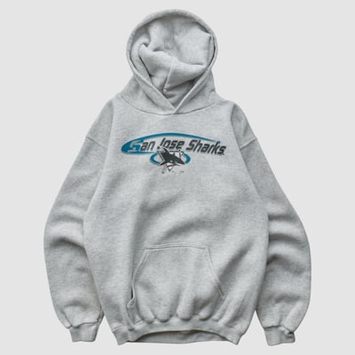 San Jose Sharks Logo Athletic 90s Hooded Pullover Sweatshirt - Gray - XXS by Fanatics Real Vintage
