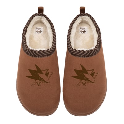 San Jose Sharks ISlide Unisex Tonal Logo Mission Slippers - Tan
