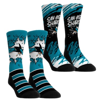  San Jose Sharks Rock Em Unisex Ice Breaker Two-Pack Crew Socks Set - Blue