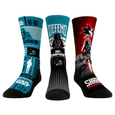  San Jose Sharks Rock Em Unisex Star Wars Three-Pack Crew Socks Set - Teal