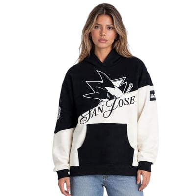 San Jose Sharks The Wild Collective Unisex Split Pullover Hoodie - Black/White